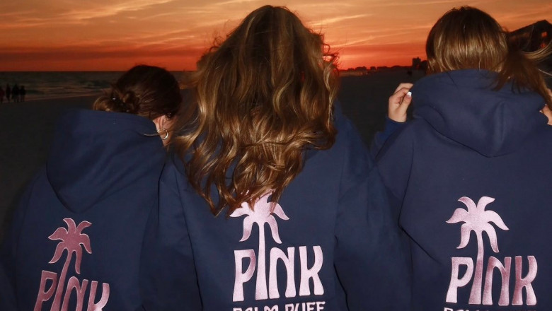 Make a Fashion Statement with pink palm puff hoodie