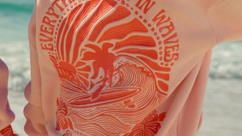 Get Your Pink Palm Puff Hoodie Fashion
