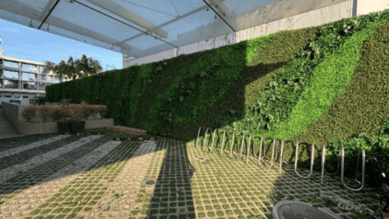 Wavy Wonders: A Fluid Green Wall Installation Using Mixed Foliage Panels
